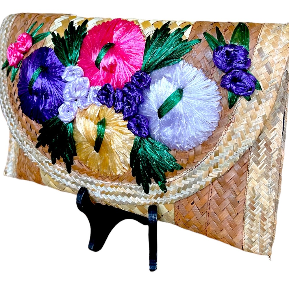 Bohemian Straw and Raffia Clutch
